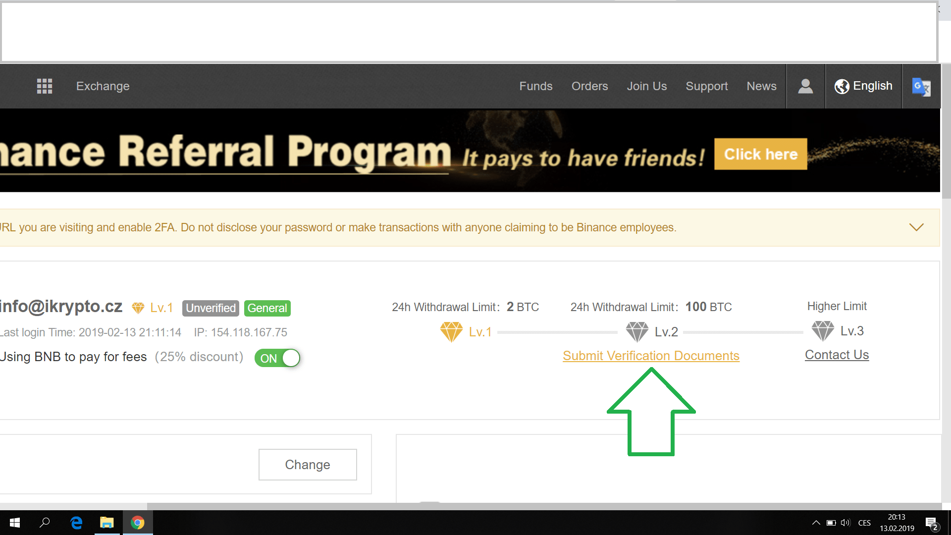 verifikace binance
